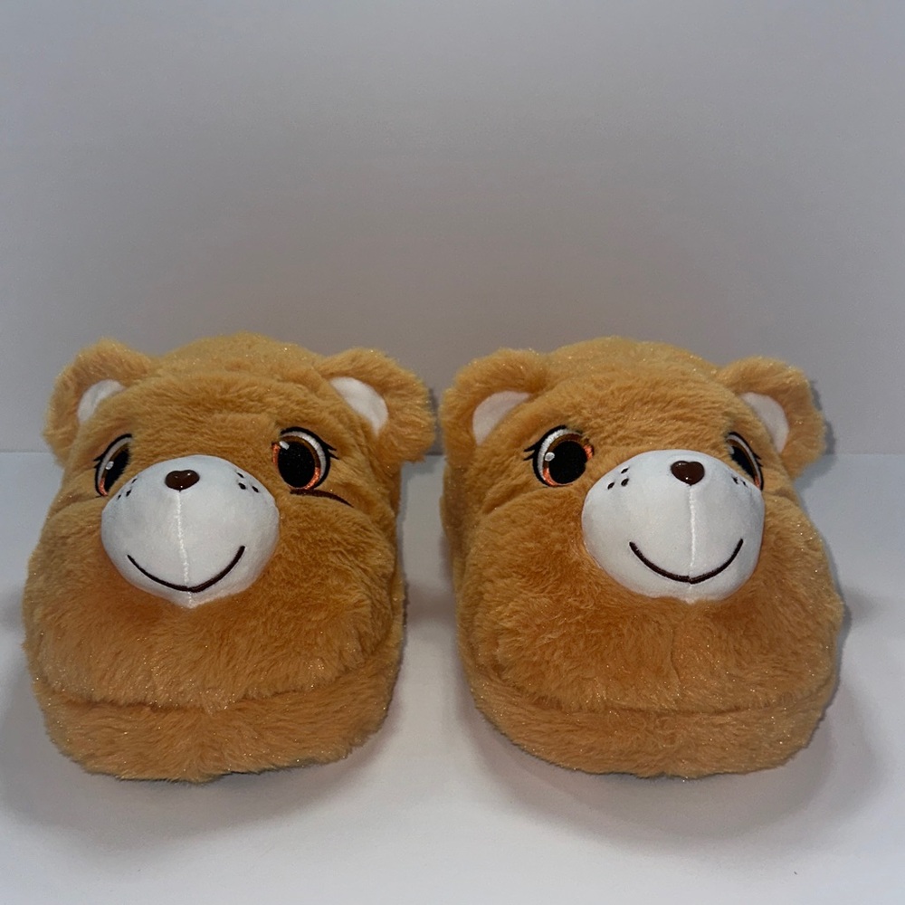 Care Bears Tan Bear Plush Slippers – Cute Smiling Face